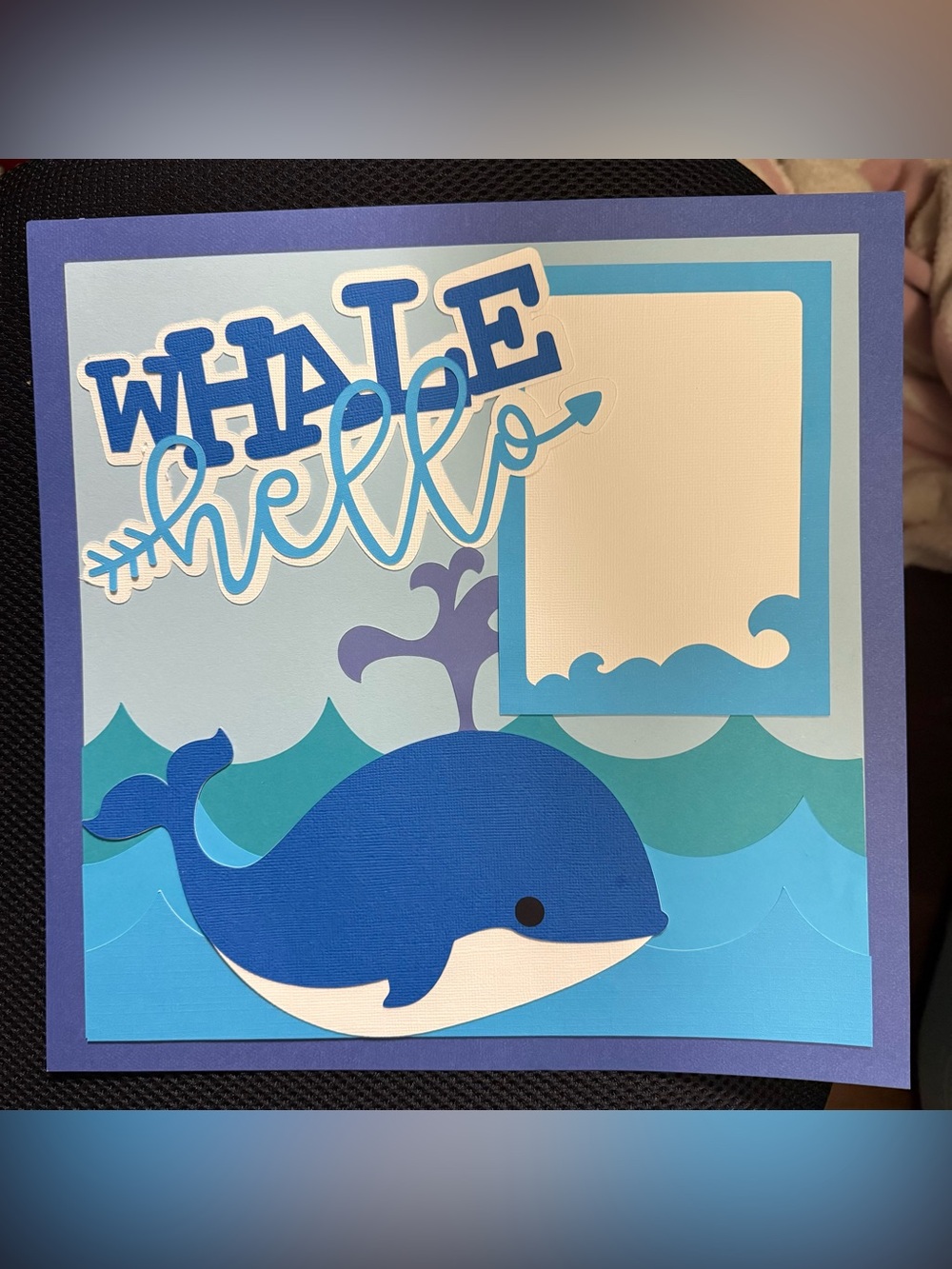 Whale Hello Handmade 12x12 Scrapbook Page Premade Ocean Theme Layout Blue Teal